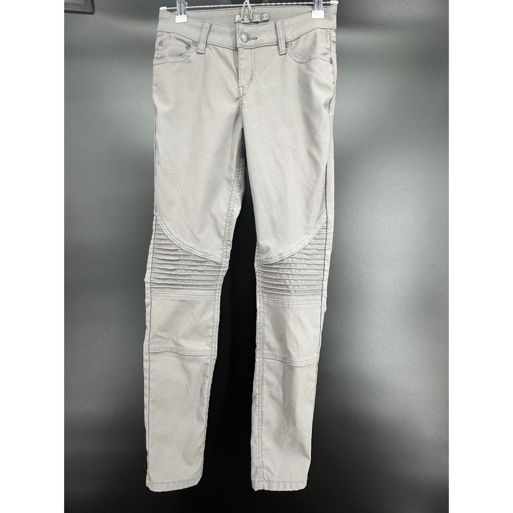 prAna Moto Skinny Pants Jeans Gray Size‎ 2 Stretch Ribbed Knee